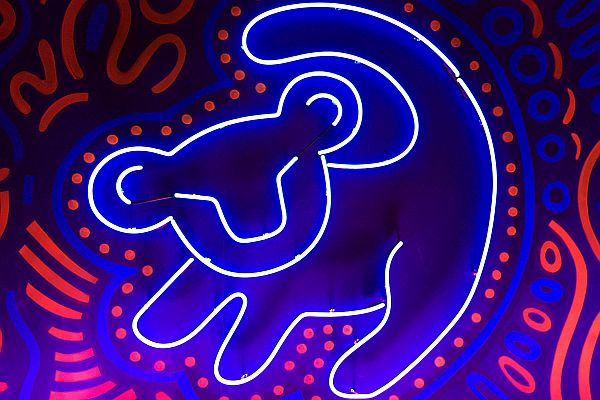 Neon lion in SoHo, New York, USA